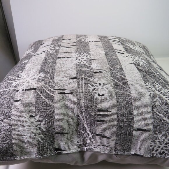 Silvery Gray Birch Trees Decorative Pillow with snowflakes (sparkly) 15" - Picture 3 of 5